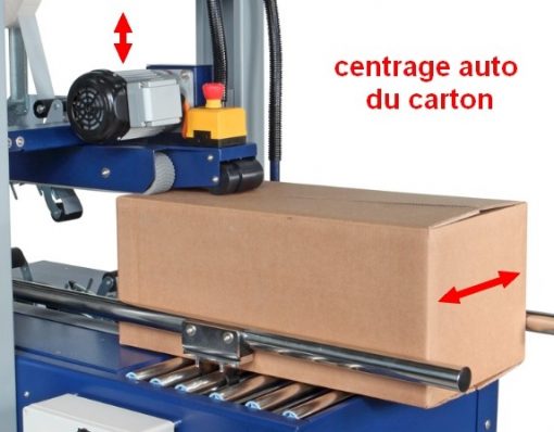 FERMEUSE DE CAISSE CARTON MULTIFORMAT TBDA centrage automatique des boites cartons